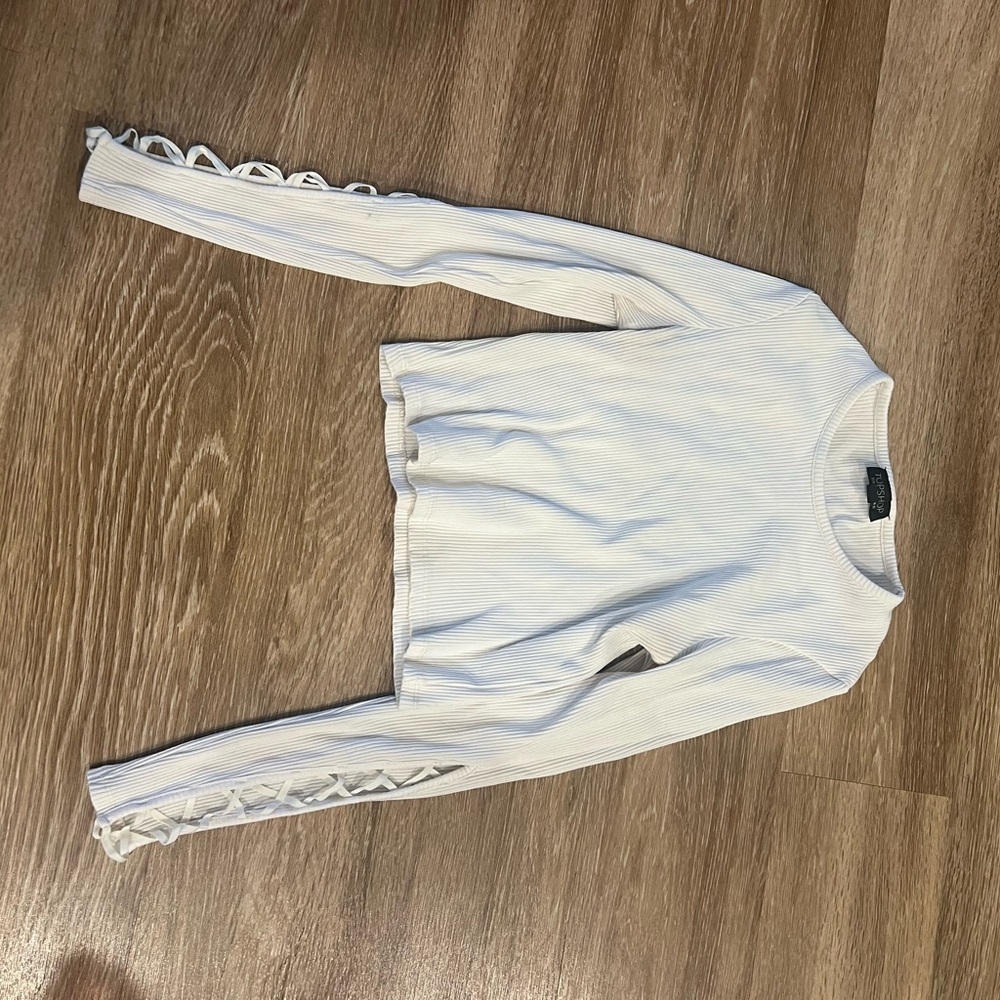 White top shop top crossed sleeves